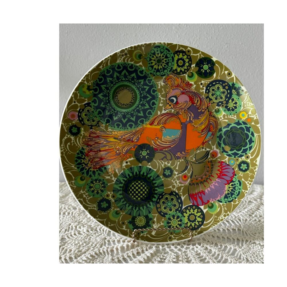 Rosenthal Bjorn Wiinblad 13" Bird Plate Studio Linie Germany Mid Century Art